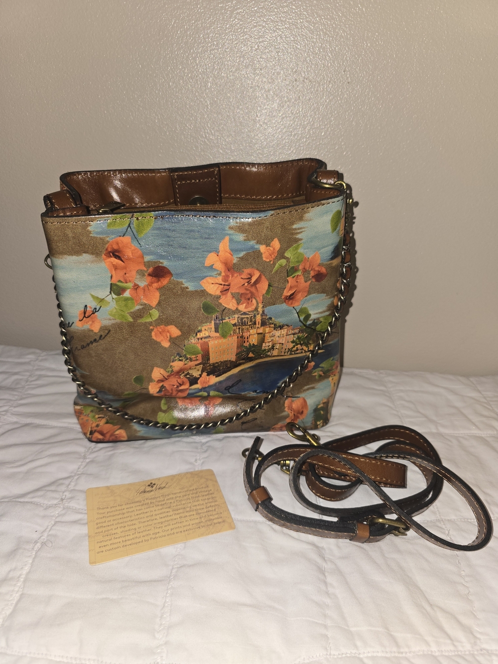Patricia Nash Floral Crossbody in Brown and Orange